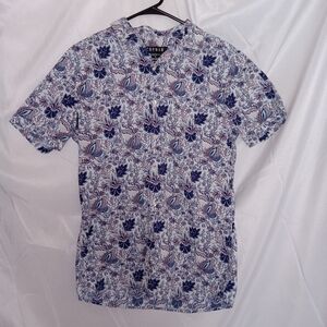 Topman Blue and White Floral Casual Button Down Shirt Mens Size Medium